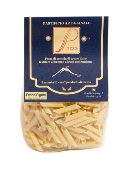 Penne Rigate Pasta di semola di grano duro siciliano Piazza 500 gr