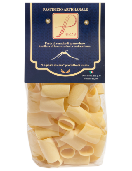 Mezzi Paccheri Pasta di semola di grano duro siciliano Piazza 500 gr