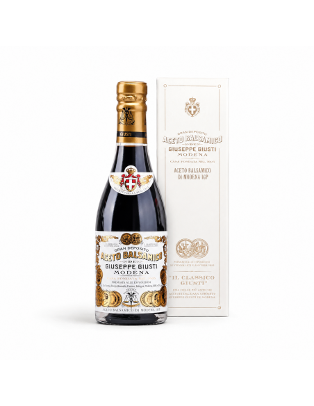 Due Medaglie D'Oro Aceto Balsamico di Modena IGP Giuseppe Giusti champagnotta con astuccio 25 cl